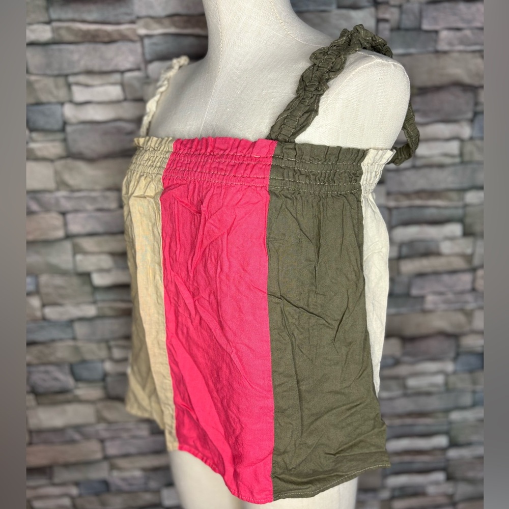 Cato linen & rayon blend color block tank top